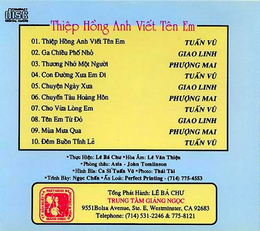 Tuấn Vũ - Giao Linh - thiệp hồng anh viết tên em